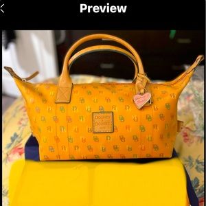 HTF Y2K Dooney & Bourke Doctor Satchel Rainbow logo ORANGE